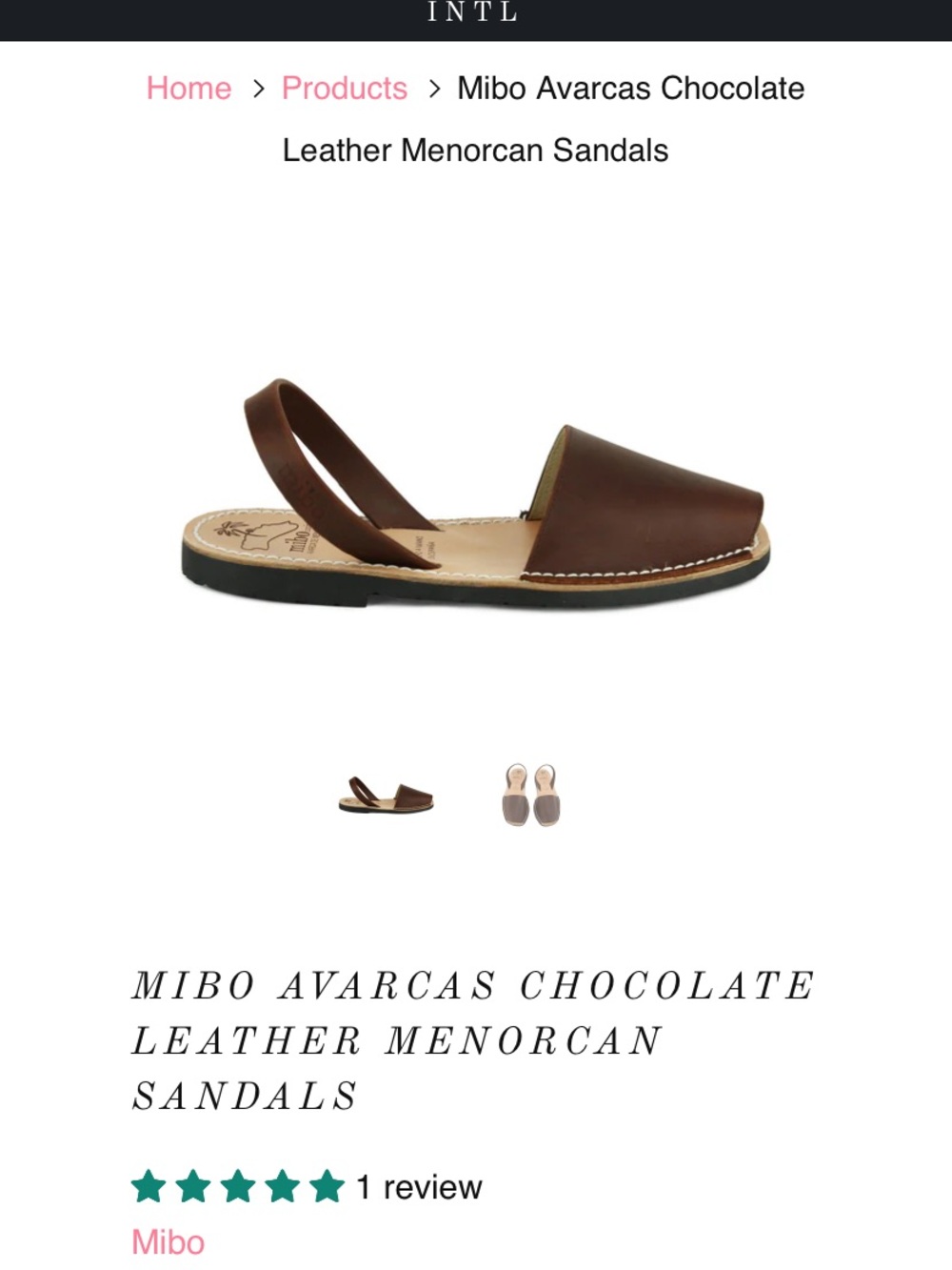 Mibo Avarcas Chocolate Leather Menorcan Sandals, size 9 US (39 EU)